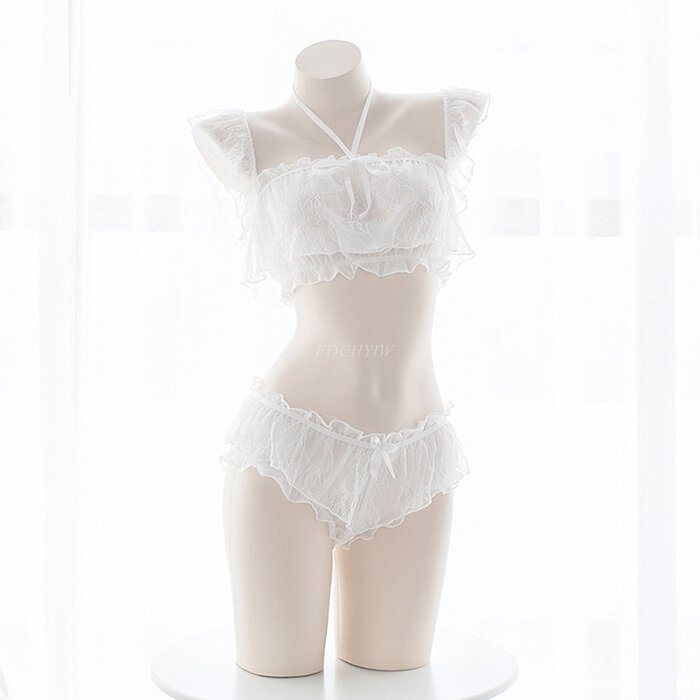 Ensemble de Lingerie Sexy pour femmes, sous-vêtements transparents + hauts + ceinture de cou