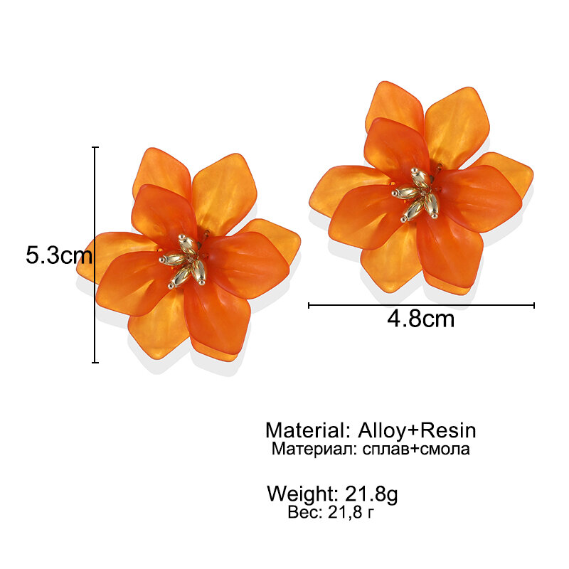 EN Koreanische Stil Übertreibung Blume Stud Ohrringe Für Frauen Acryl Big Weiß Orange Blume Urlaub Ohrringe Fashion Brinco Schmuck