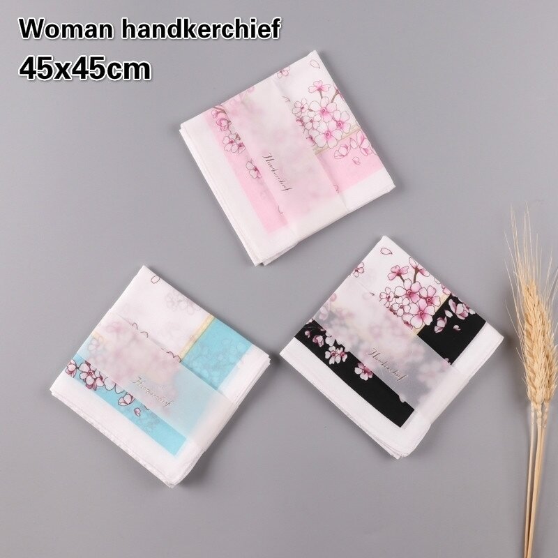 Woman Handkerchief Sweat-absorbent Soft Cotton Eating Snacks Business Trip Portable Scarf Napkin Gift Furoshiki Mendil Bandana