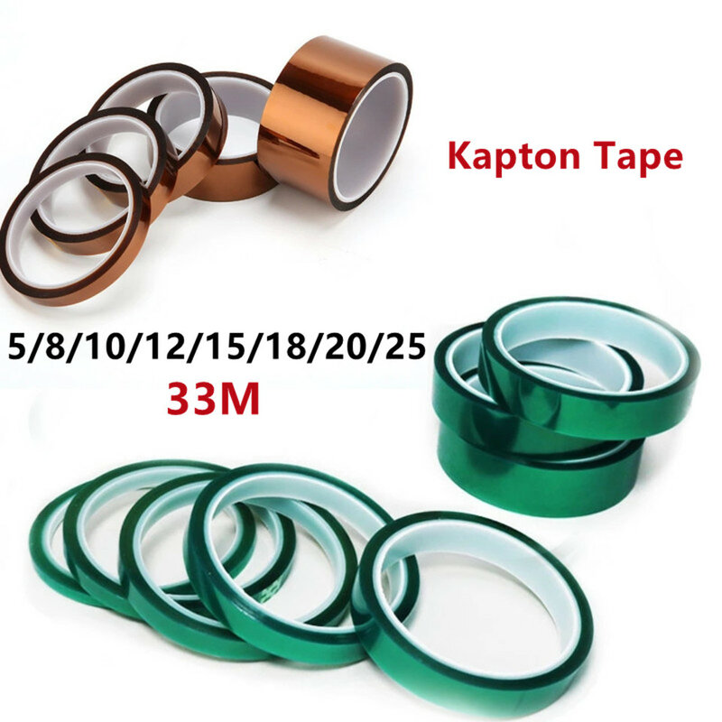 Polyimide Kapton Tape, Resistente ao Calor Profissional, Isolamento de Alta Temperatura, Eletrônicos, Soldagem Industrial, 5-25mm x 33m, 1Pc