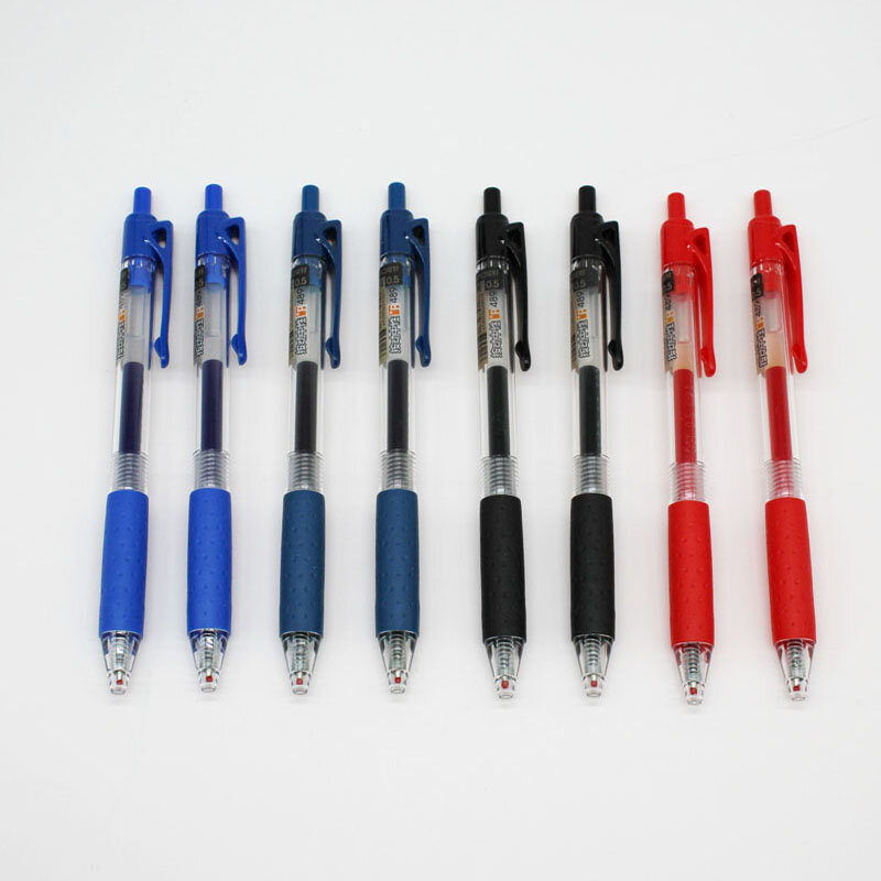 8 unids/lote bala bolígrafo Oficina Escuela de papelería bolígrafo 0,5mm negro rojo azul de calidad de lujo, bolígrafos de gel