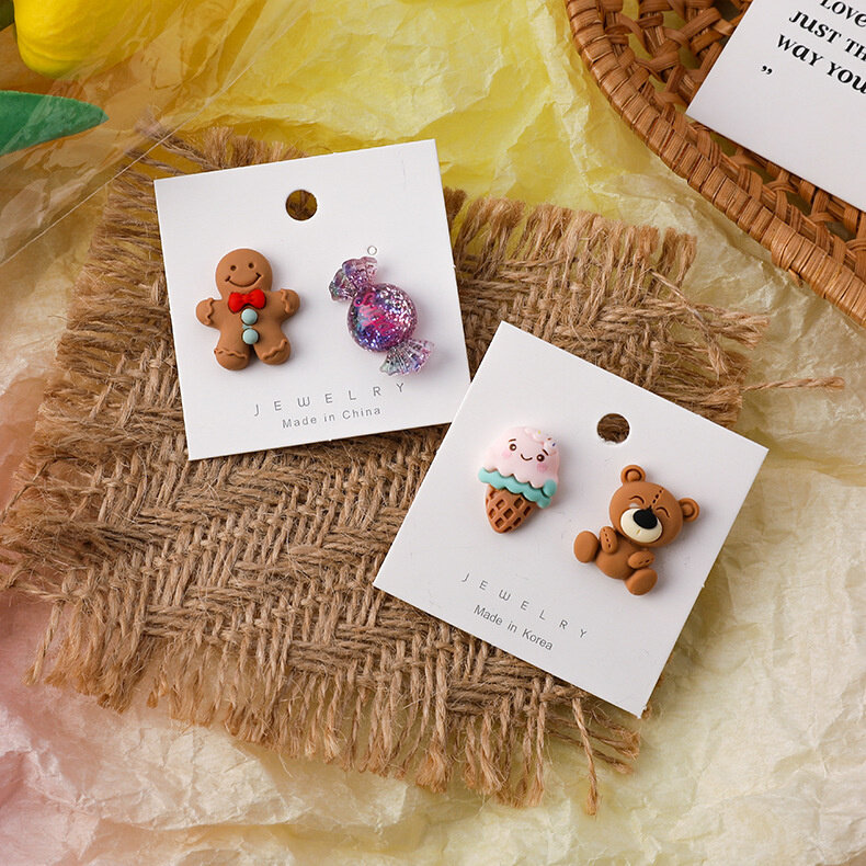 Mini pendientes de zanahoria con dibujos de animales para mujer, aretes asimétricos de conejo, Nube de arcoíris, regalo