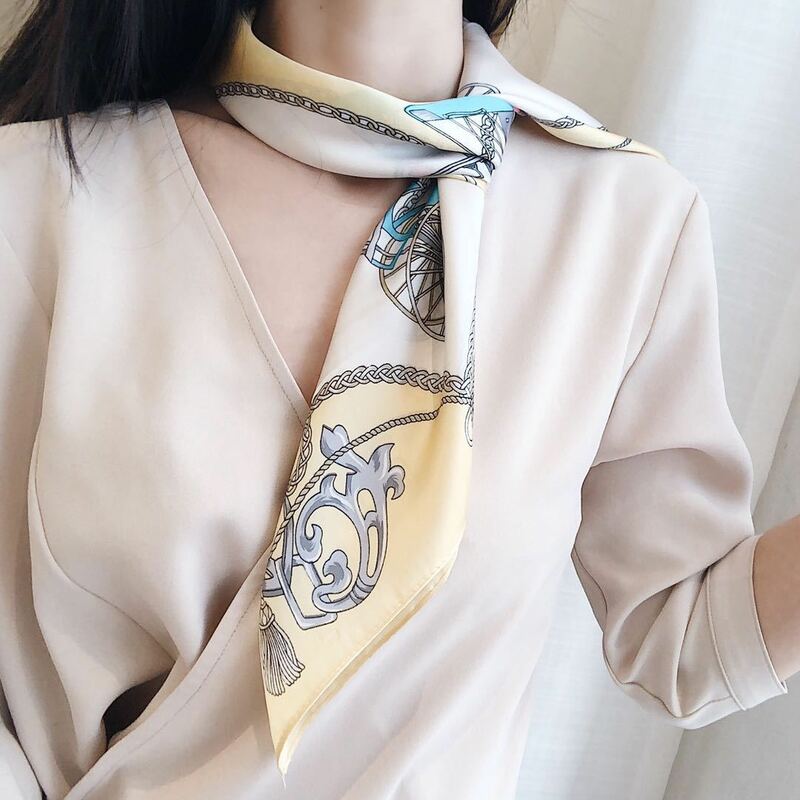 Yishine – foulard carré à motifs de calèche pour femmes, 70x70cm, Bandana, couvre-chef, châle, 2021