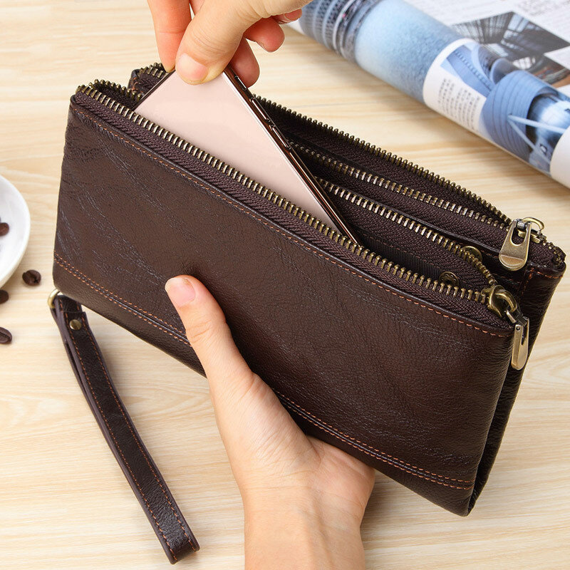 Мужской тонкий кошелек Meesii из натуральной кожи, повседневная дизайнерская мини-сумка на застежке, винтажный держатель для карт и мелочей