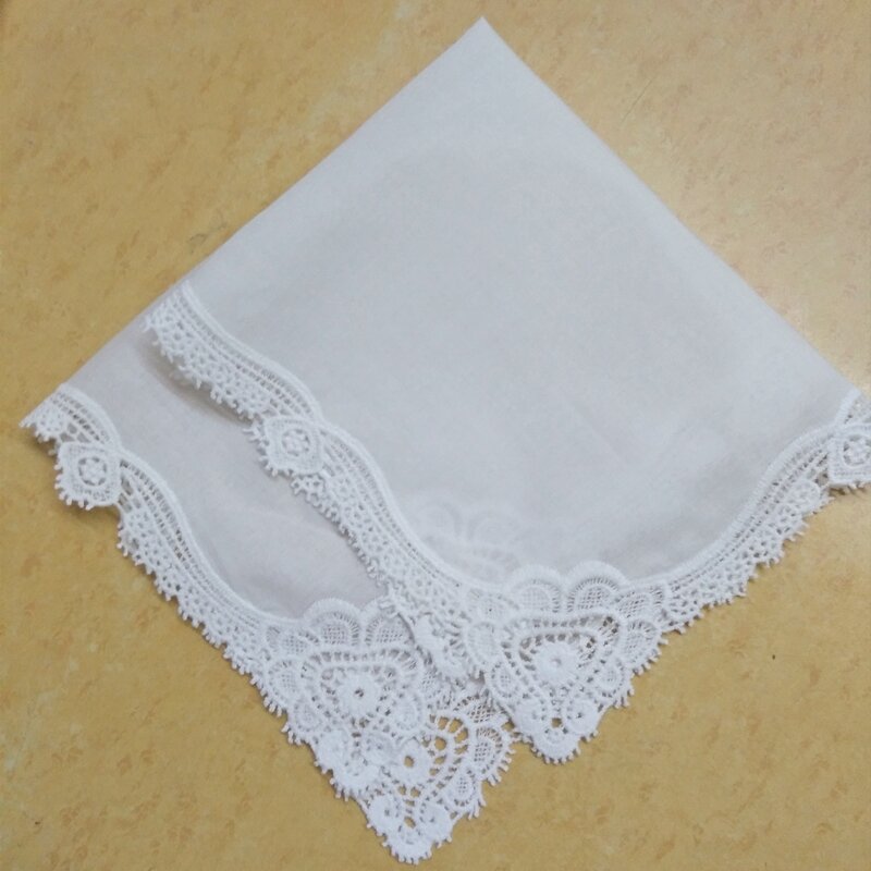 Conjunto de lenços de casamento da moda 504, 12x12 ", lenços de algodão, rendas de crochê, amor, coração, feminino, lenço de noiva