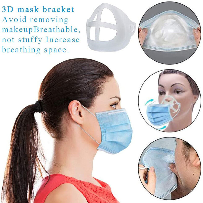 8Pcs 3D Gezicht Maske Wasbare Herbruikbare Innerlijke Ondersteuning Frame + 6Pcs Verstelbare Ear Strap Accessoires