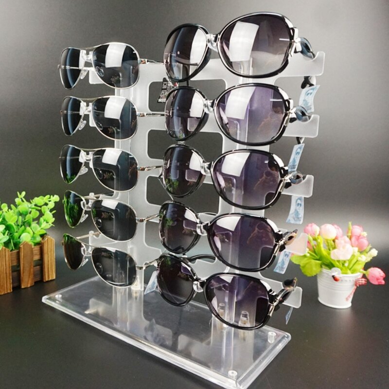 حار 1 مجموعة اثنين من صف نظارات حامل عرض صف مزدوج 10 زوج قائم لعرض الأكواب للاستخدام الشخصي على مضمد التجارية