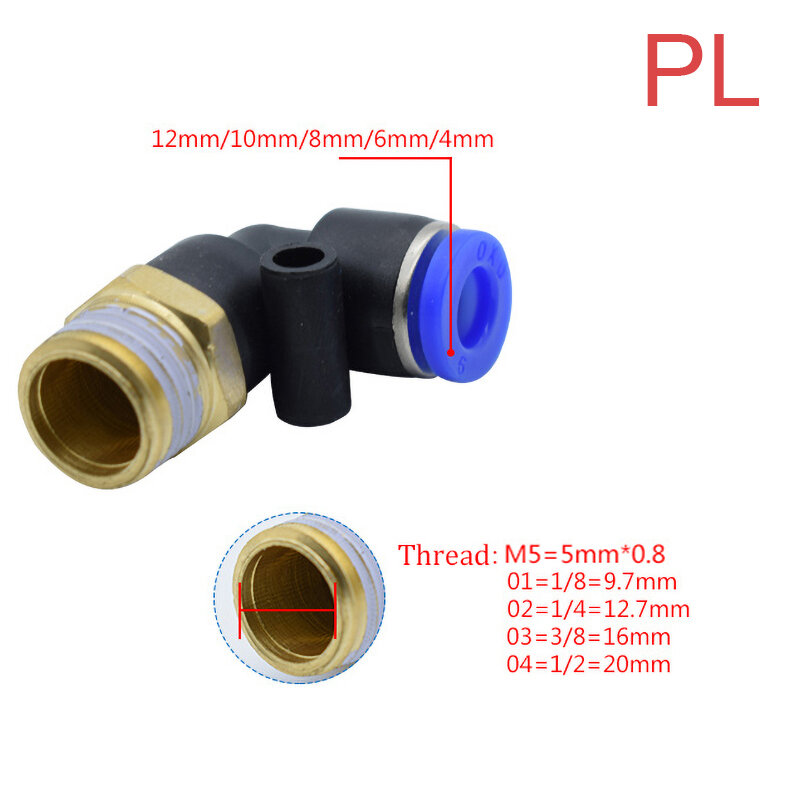 Conector rápido pneumático, acoplador de tubulação rosca macho BSPT, tubo de mangueira, encaixe de ar, PCF, PC, PL, SL, PB, 4mm-12mm, 1/4 ", 1/8", 3/8 ”, 1/2”, 1PC