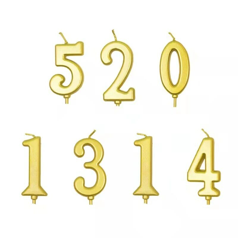 Gold Number 0-9 Happy Birthday Cake Candles Topper Decor Party Supplies Decoras Candles DIY Home Decor Supplies Number Candles