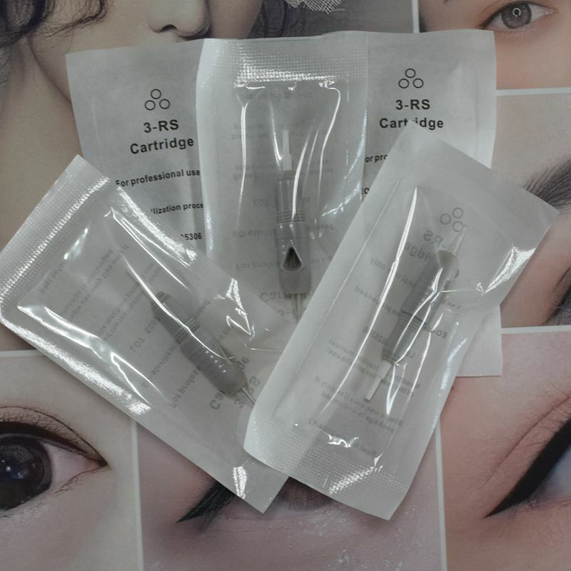 Cartucho de maquillaje desechable para máquina de tatuaje permanente, 100 piezas, 3RS, tornillo de aguja, gris