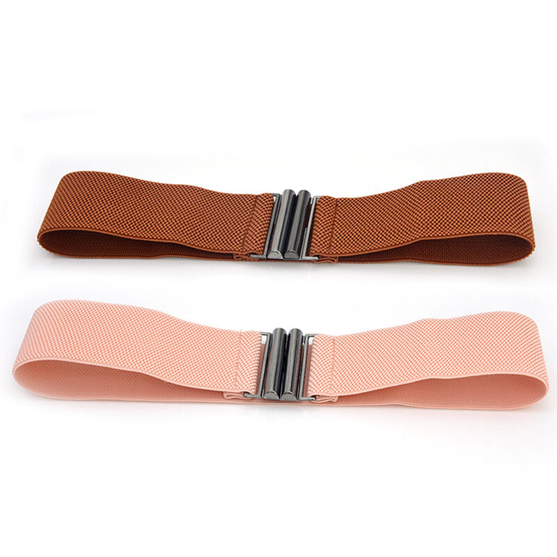 Cinturón elástico ancho para mujer, corsé de Color sólido con hebilla de Metal, faja elástica a la moda
