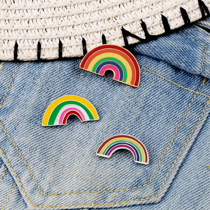 Spille smaltate colorate di moda per le donne Cartoon Creative Mini Rainbow Metal spilla spille Denim Hat Badge Collar Jewelry