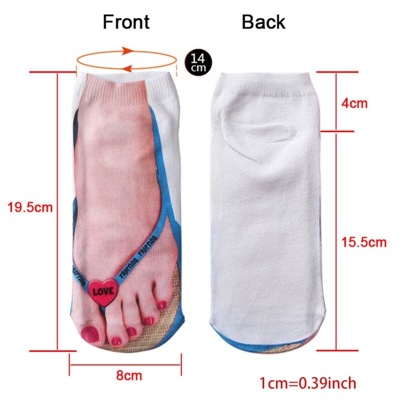 Women Men Personalized Cotton Low Cut Ankle Socks Funny 3D Flip-Flops Shoes Pork Skeleton Pattern Printed Harajuku Creative Hosi