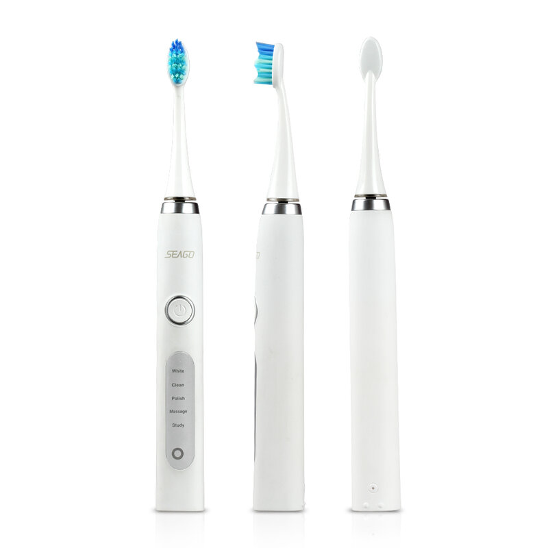 Seago Rechargeable  Electric Toothbrush Sonic Tooth Brush Automatic Travel Case Home For Adult Couples 3 Toothbrush heads
