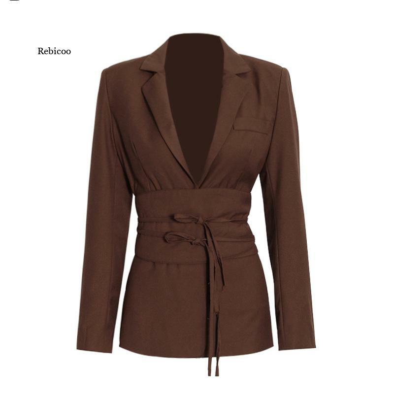 Terno feminino jaqueta outono novo estilo cor sólida um botão design sentido cor sólida curta jaqueta feminina