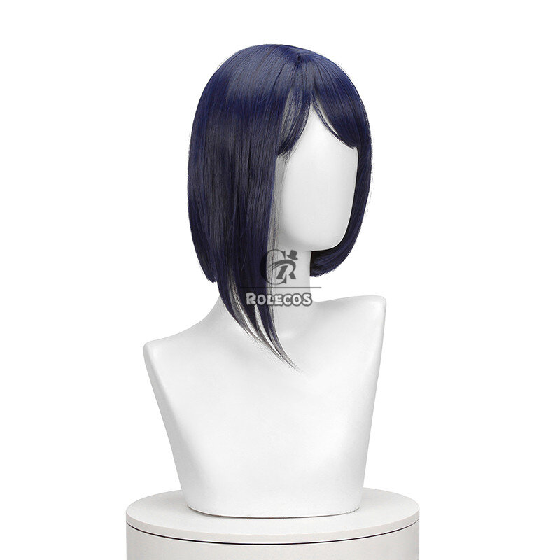 ROLECOS Kujyo-Peluca de Cosplay de Sara para mujer, cabello sintético resistente al calor, juego Genshin Impact Kujyo Sara, peluca de disfraz azul de 35cm