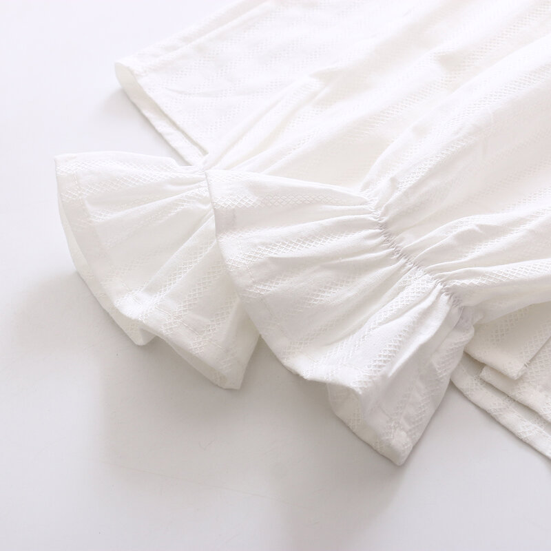 Корейский стиль студенческие Женские топы и блузки Лолита Питер Пэн воротник кружевная блузка на пуговицах Цветочная белая рубашка с длинным рукавом для девочек-подростков