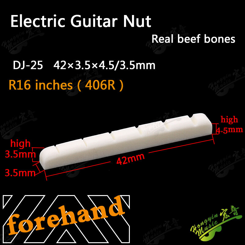 Tuerca de hueso ranurada Real para guitarra eléctrica, almohada de cuerda superior, almohada de cuerda, puente de guitarra (parte inferior plana 42/43*3,4*6)