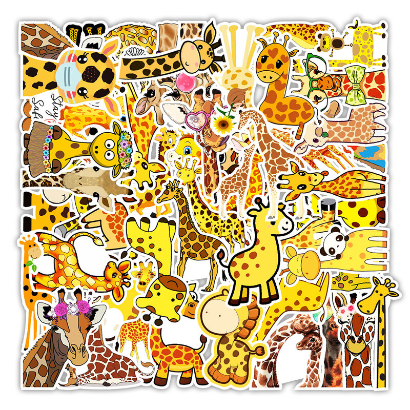10/30/50 pçs bonito animal girafa adesivos estéticos para portátil garrafa de água à prova ddiy água diy graffiti decalques adesivo packs brinquedos do miúdo