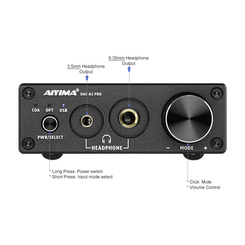 Nuovo Mini decodificatore Audio Stereo DAC amplificatore per cuffie USB adattatore digitale-analogico amplificatore preamplificatore coassiale/ottico