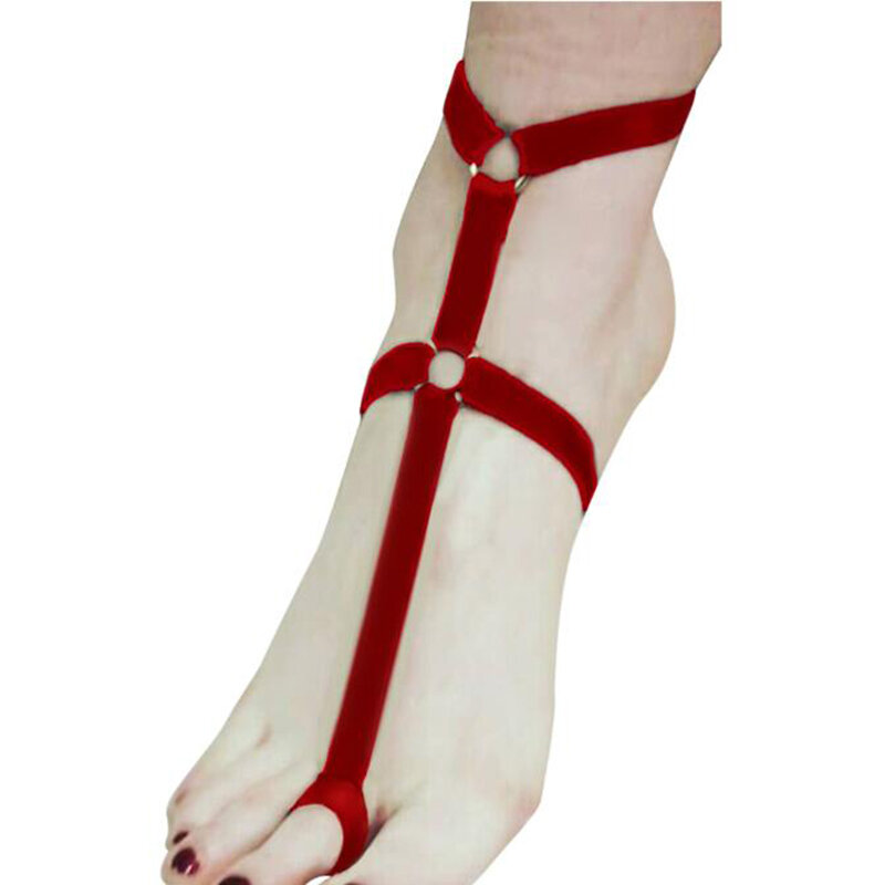 1pc女性のセクシーな足の装飾マルチカラーポリエステル足包帯ベルト足ガーター