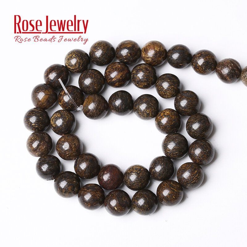 Perles rondes en pierre de Bronzite naturelle, amples, entretoises, 4 6 8 10 12mm, ou bricolage de bijoux, fabrication de Bracelet fait à la main, 15 pouces