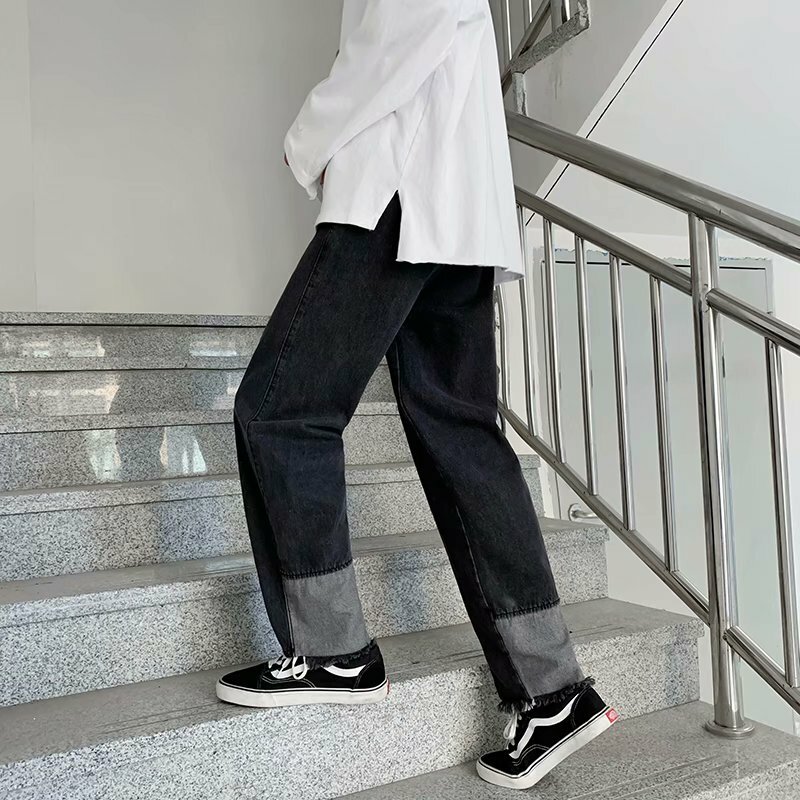Super fire calças casuais masculinas, calças de marca coreana versátil soltas cinza retas da moda, hip hop, 2021
