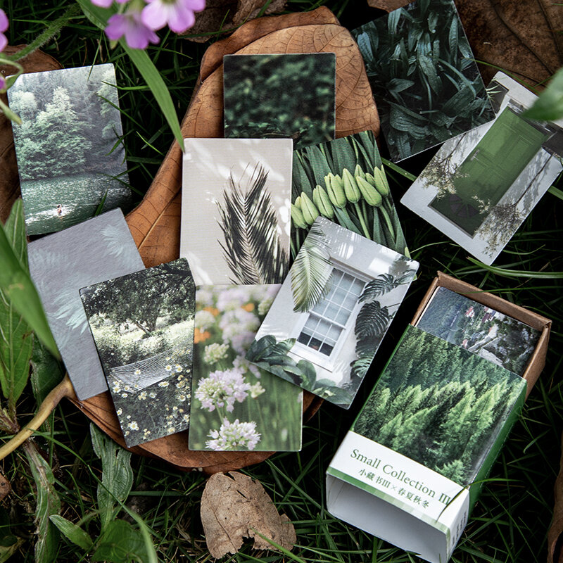 100 sztuk wiosna lato jesień zima papier pakowy Mini kartka z życzeniami Vintage flower pocztówka koperta na list dekoracji karty LOMO