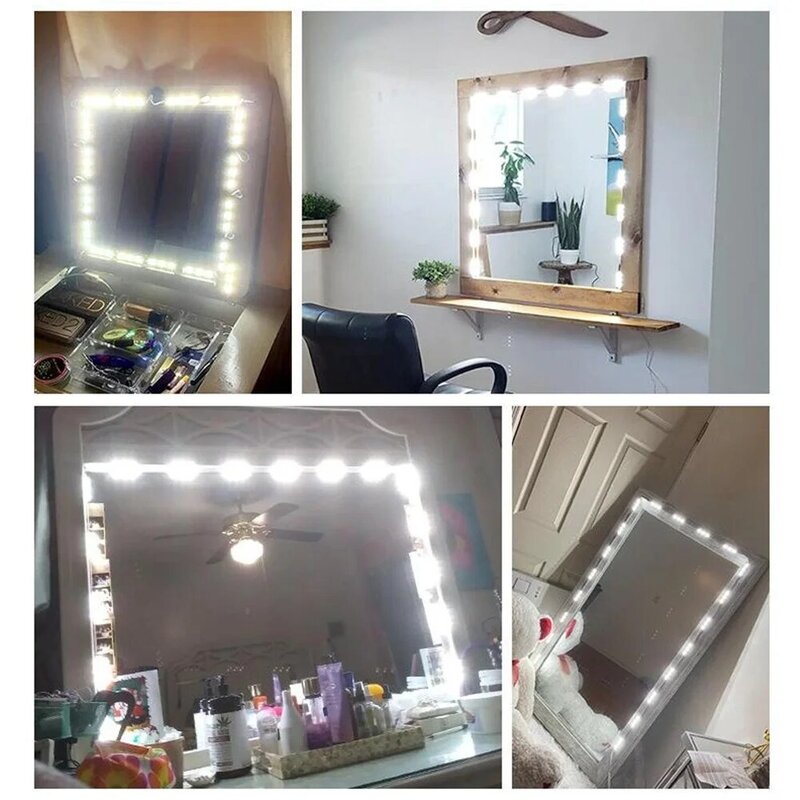 Usb led espelho de maquiagem luz dc 5v toque/varredura da mão regulável hollywood vaidade penteadeira lâmpada 2/6/10/14 mudule conduziu a luz da parede