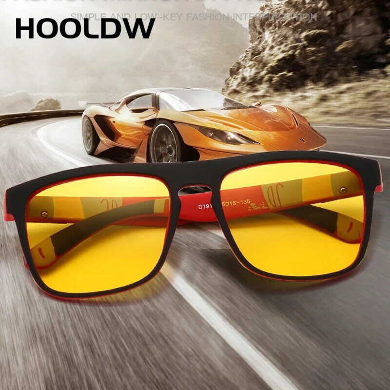 HOOLDW-نظارات شمسية مستقطبة للرؤية الليلية ، عدسات صفراء ، مضادة للانعكاس ، للقيادة الليلية ، UV400