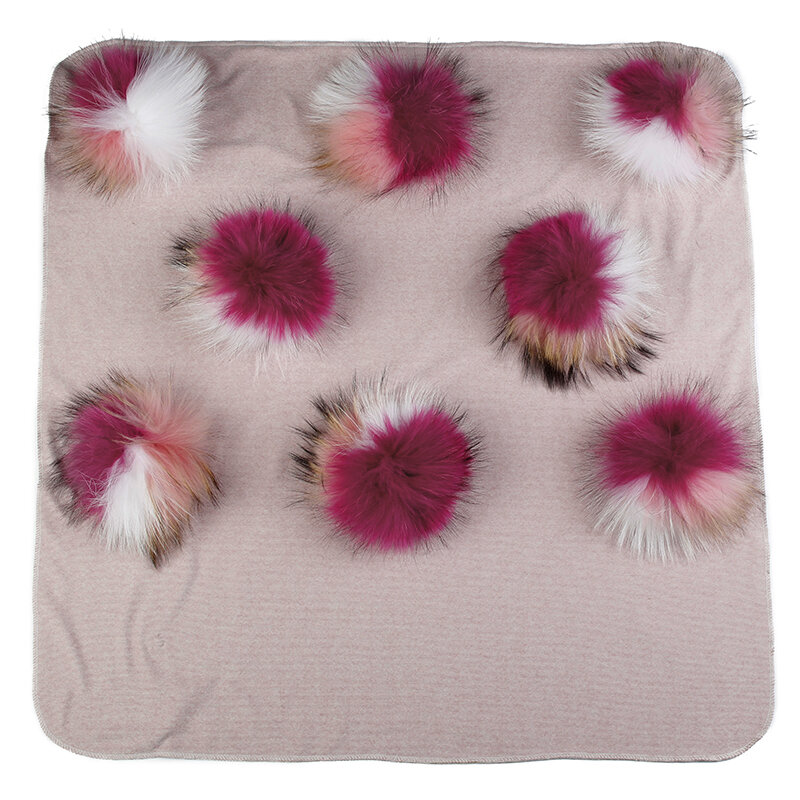 Lovely Newborn Baby Warm Cotton Swaddling Blanket Travel Sleeping Bedding Swaddles Wrap With 15cm Double Color Real Fur Pompom