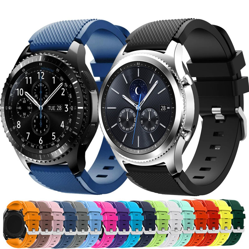 สาย20มม. 22มม. สำหรับ Samsung Galaxy Watch 5/6/4/3/46มม./42มม./Active 2/เกียร์ S3 Fronti/ สปอร์ตซิลิโคนสร้อยข้อมือ Huawei GT 2/2E