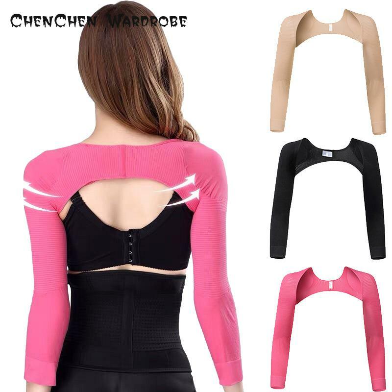 360 Degree Women Arm Sleeve Back Correction Pure Color Body Shaping Slim Comfortable Spring Summer Breathable Shoulder Protector