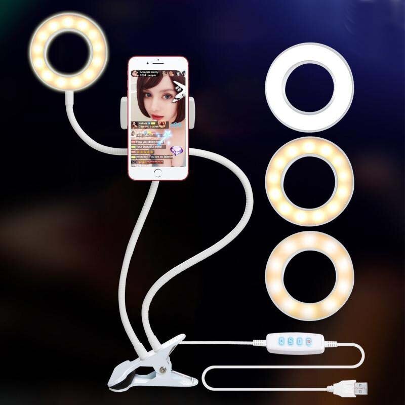 Luce di riempimento a Led luci dal vivo lampada per Selfie potenza USB anello dimmerabile luce fotografia orlo della lampada con supporto Mobile per Video Live