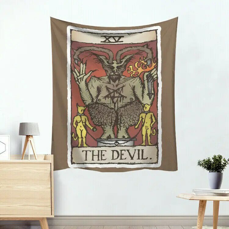 Diabo baphomet tarô cartão tapeçaria gótico mandala decoração de casa bruxa parede pendurado venda quente