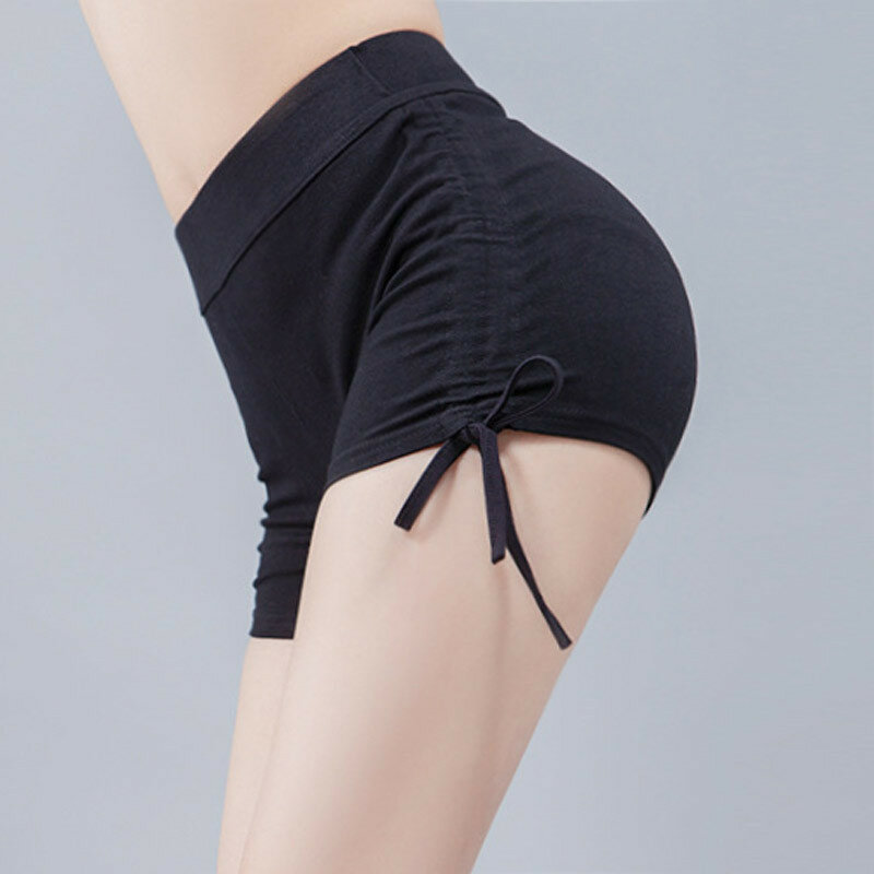 Czarne sznurki wygodne szorty damskie spodenki sportowe siłownia odzież damska женские шорты ćwiczenia taniec odzież dla kobiet