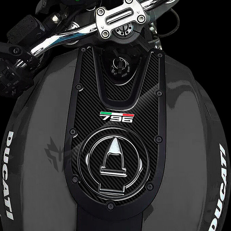 Para ducati monster 796 2008-2014 3d carbon-look motocicleta tampa de gás adesivo tanque almofada protetor