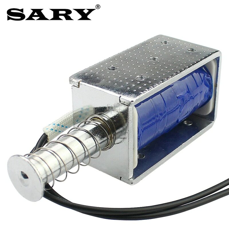 Electroimán de solenoide 24V DC 12V, imán eléctrico de empuje tipo pasante, de larga duración, 30mm, válvula electromagnética pequeña