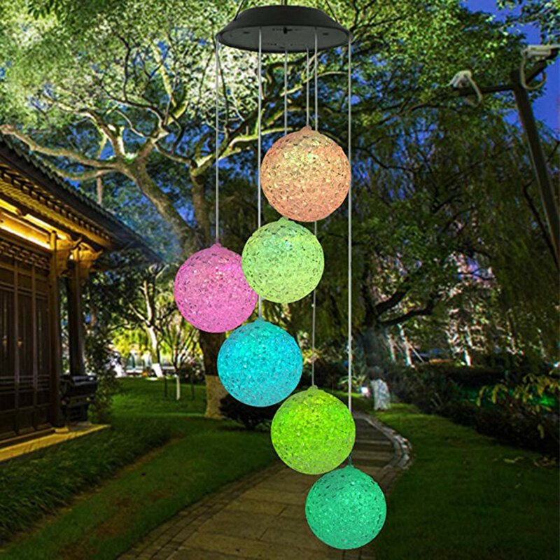 LED 태양 강화한 나비 바람 종소리 빛 가정 정원 매달려 램프 장식 야외 태양 나비 바람 차임 새로운