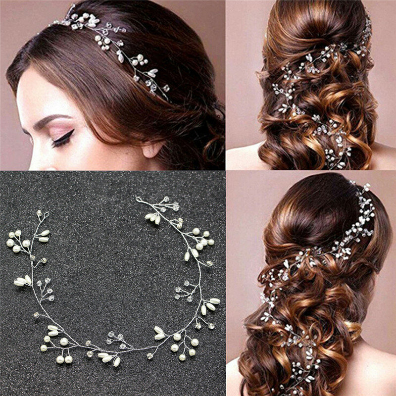 1 stücke Mode Vintage Perlen Blätter Süße Hochzeit Braut Stirnband Braut Kopfschmuck Brautjungfer Haar Kopfschmuck