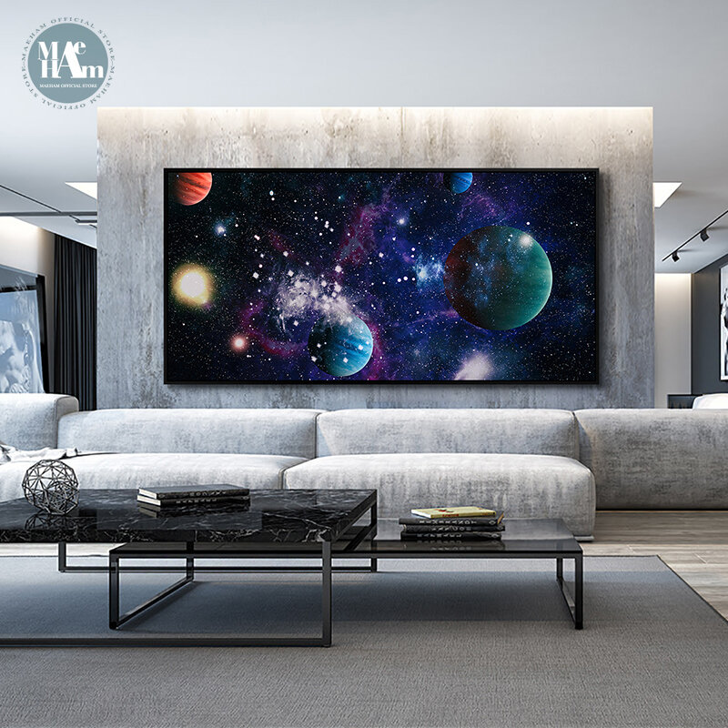Toile d'art mural de vaisseau spatial nordique, peinture d'art moderne, affiche imprimée, image horizontale pour décor de salon et de chambre à coucher