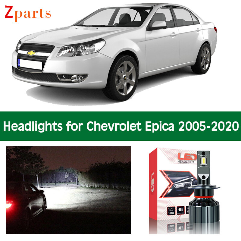 Lâmpadas para farol automotivo chevrolet epica, farol led, farol alto, luz branca, 12v, 6000k, acessórios