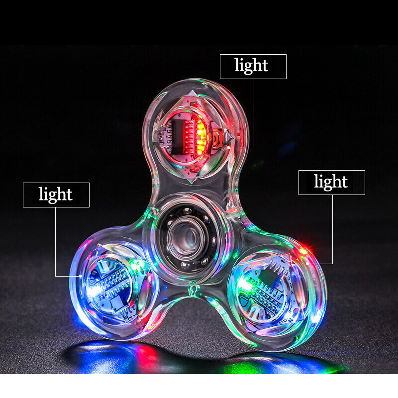 Fidget Spinner que brilla en la oscuridad para adultos, antiestrés juguete tri-spinner Led, Spinner luminoso para autismo, giroscopio cinético para niños