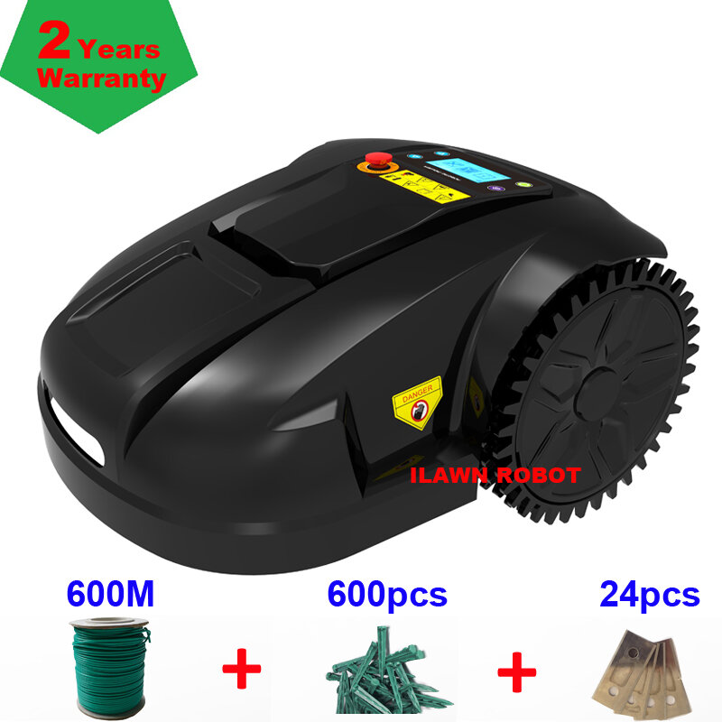 Remote Control Lawn Mower Robot E1800 with 4.4ah lithium battery+600m wire+600pcs pegs+24pcs blade