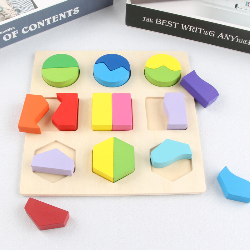 Puzzle de formes géométriques en bois Montessori, jeu éducatif de tri de briques mathématiques, apprentissage préscolaire, jouets pour bébés et tout-petits pour enfants