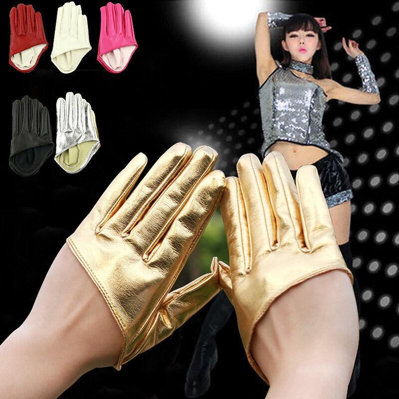Sexy Leder Handschuhe Für frauen Halb Palm Volle Finger PU Leder Handschuh Weibliche Nacht Club Pole Dance Zeigen Leder handschuhe
