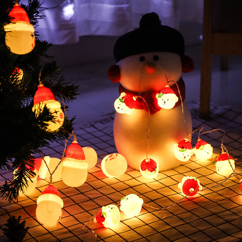 1.5M 10led Christmas Tree Snowman Santa Claus Snowman เกล็ดหิมะไฟ LED String เทศกาล Bar Home Party ตกแต่งคริสต์มาส