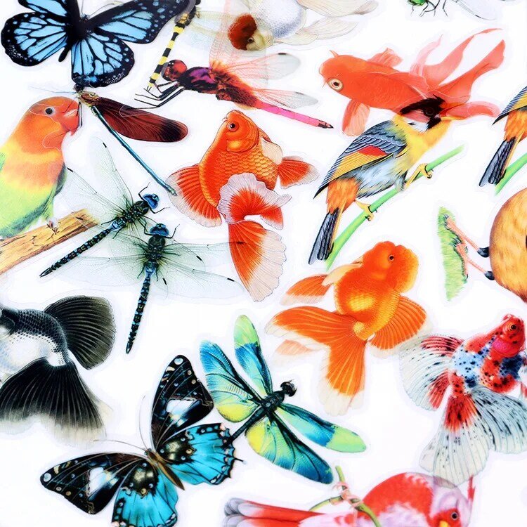 Paquete de Pegatinas transparentes para diario, Material de decoración de papelería, Retro, insecto, mariposa, Libélula, 30 unids/lote por bolsa