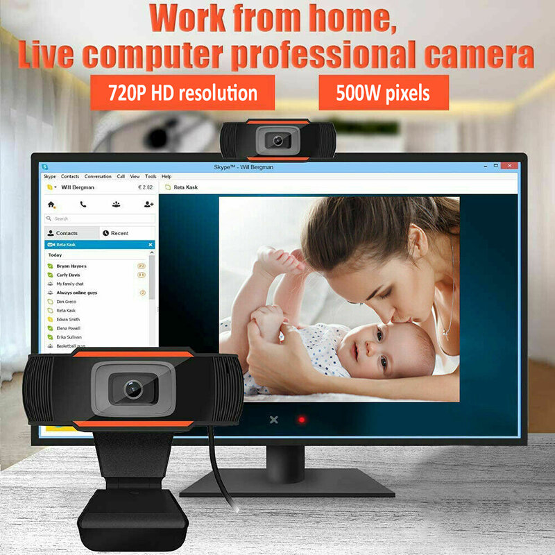Webcam Full HD 1080P USB Video Gamer cámara para portátil ordenador Web Cam incorporado micrófono envío 12-24 horas
