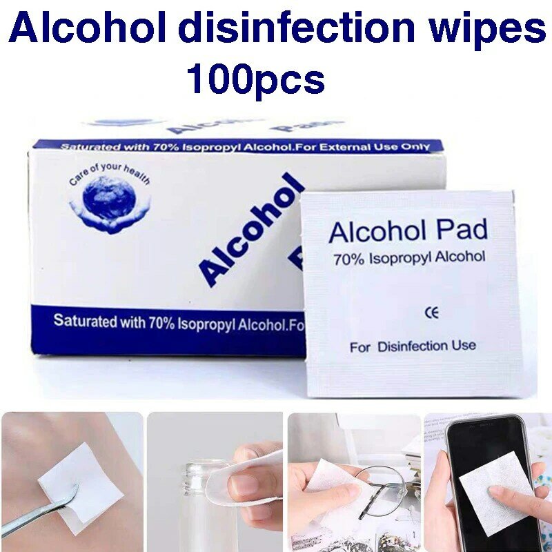 100pcs Antiphlogosis Isopropyl Alcohol Swab Pads Piece Wipe Antiseptic Skin Cleaning Care First Aid